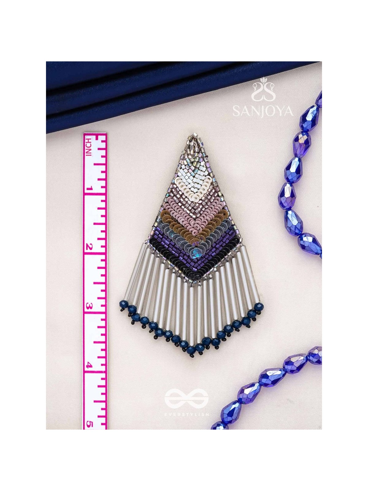 Akshaja- The Shimmering Diamond- Sequins and Glass Beads Embroidered Earrings