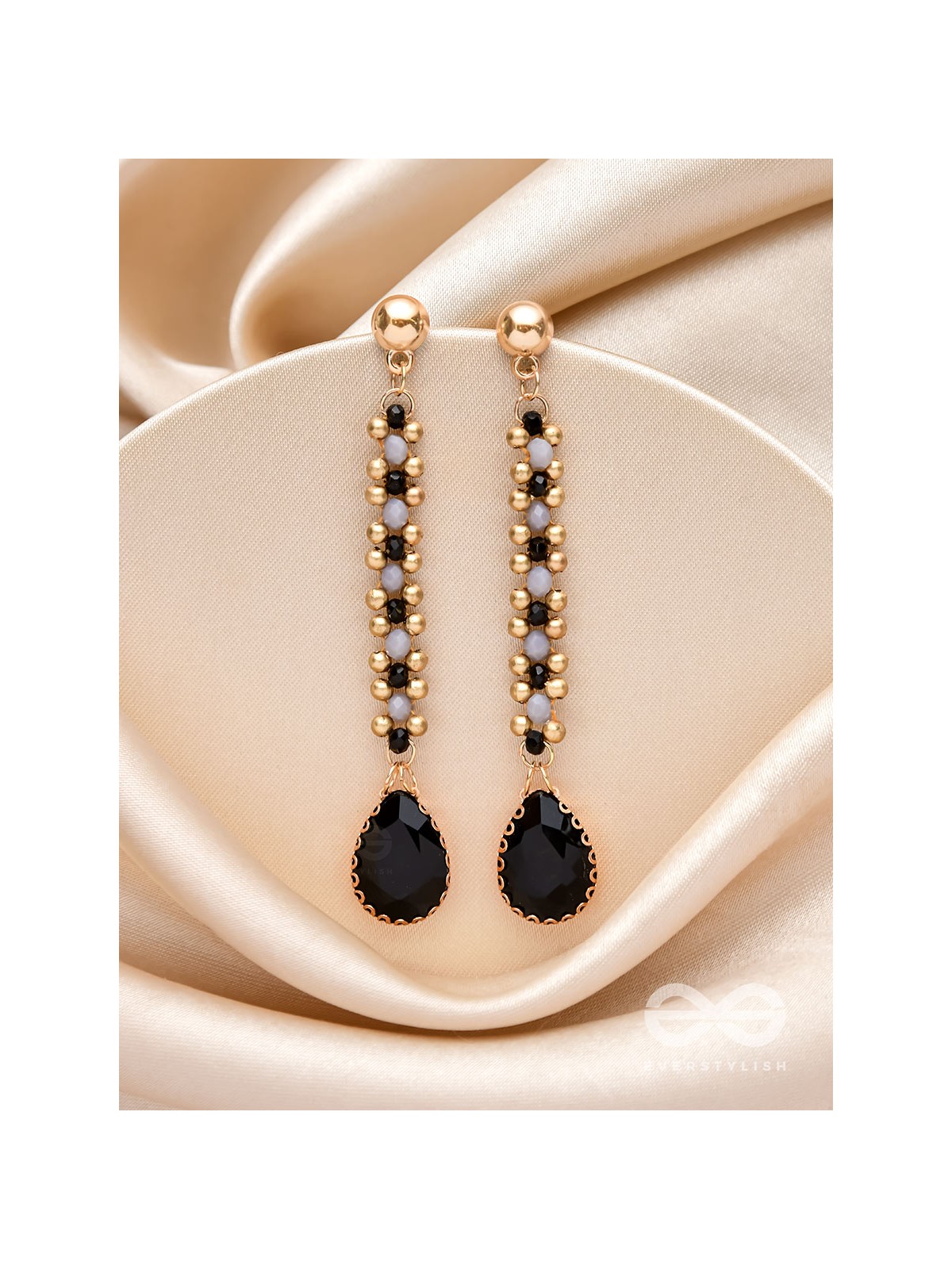 The Shades of Gray- Golden Embellished Earrings