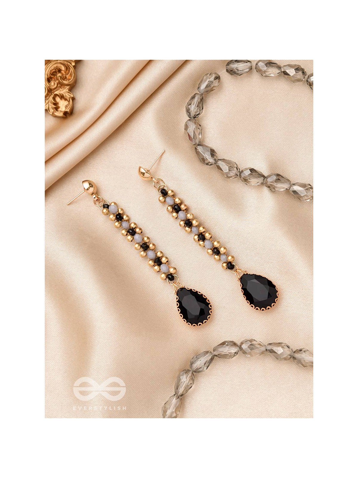 The Shades of Gray- Golden Embellished Earrings