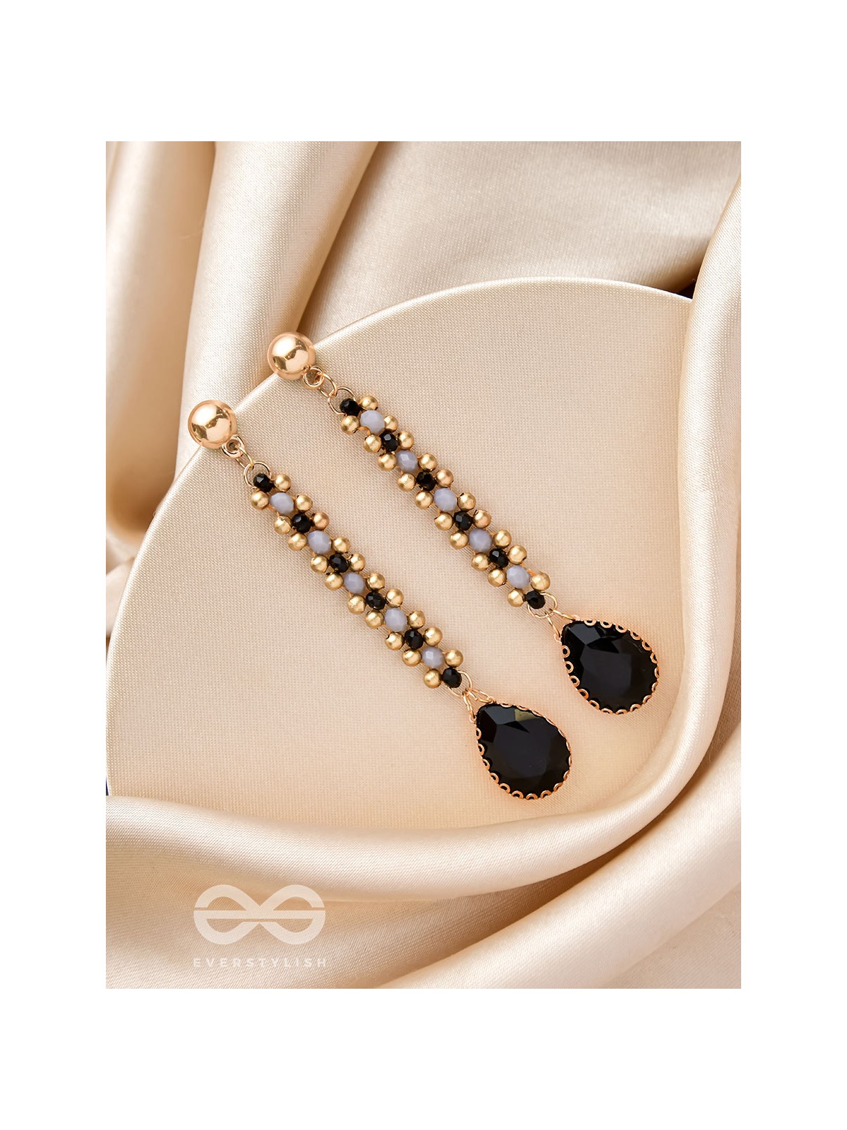 The Shades of Gray- Golden Embellished Earrings