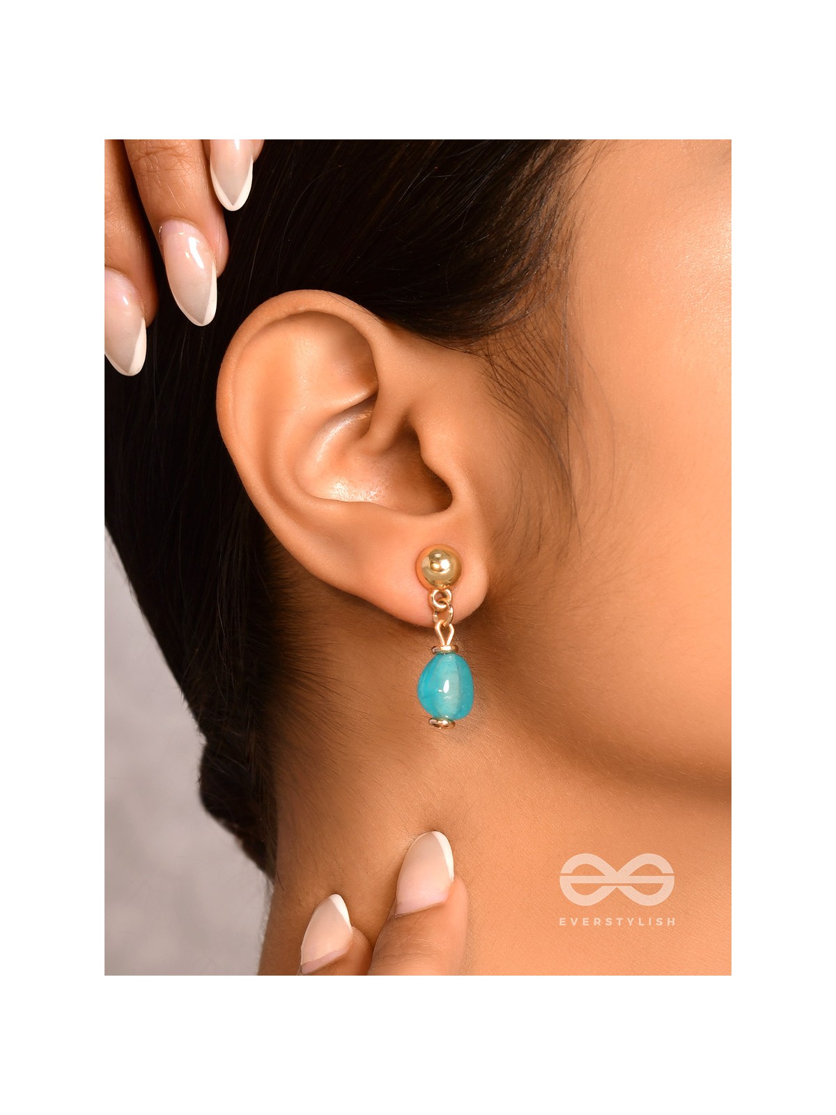 Sea n Sky- Golden Embellished Earrings