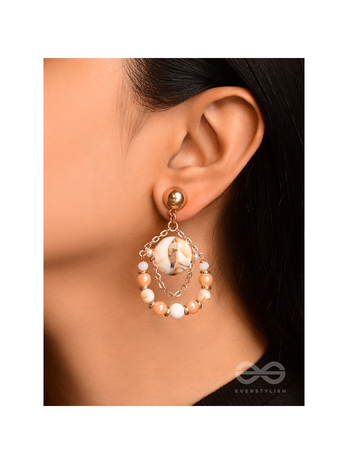 The Rosy Beach- Golden Embellished Earrings