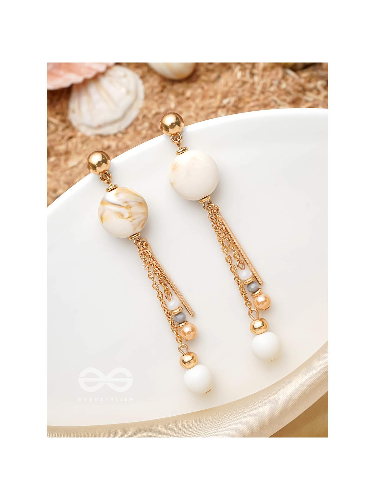 The Stellar Dawn- Golden Embellished Earrings