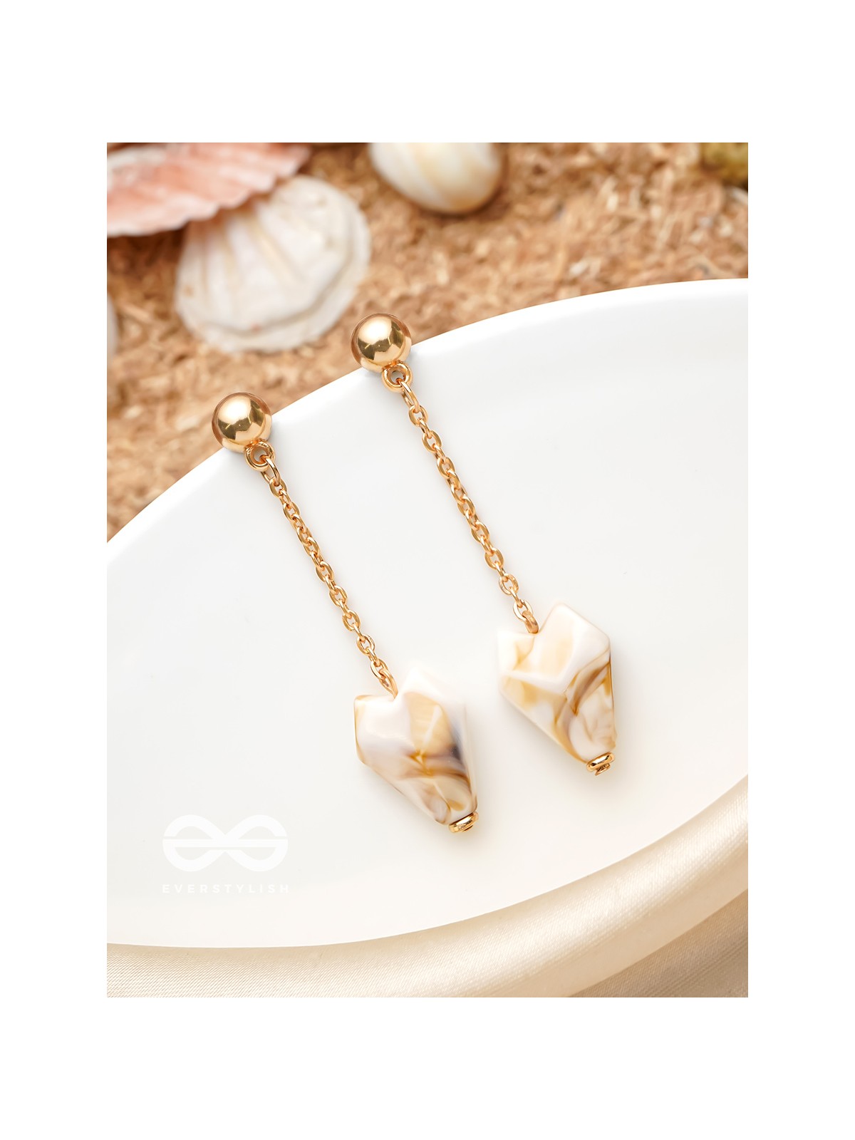 In a Nut'shell'- Golden Embellished Earrings