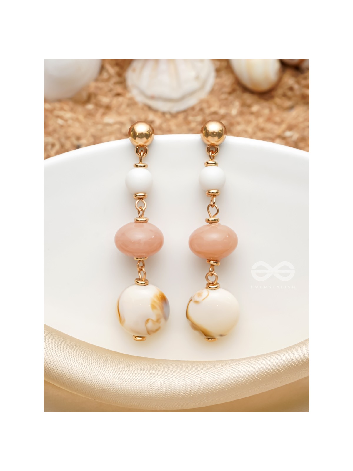 Shell n Core- Golden Embellished Earrings