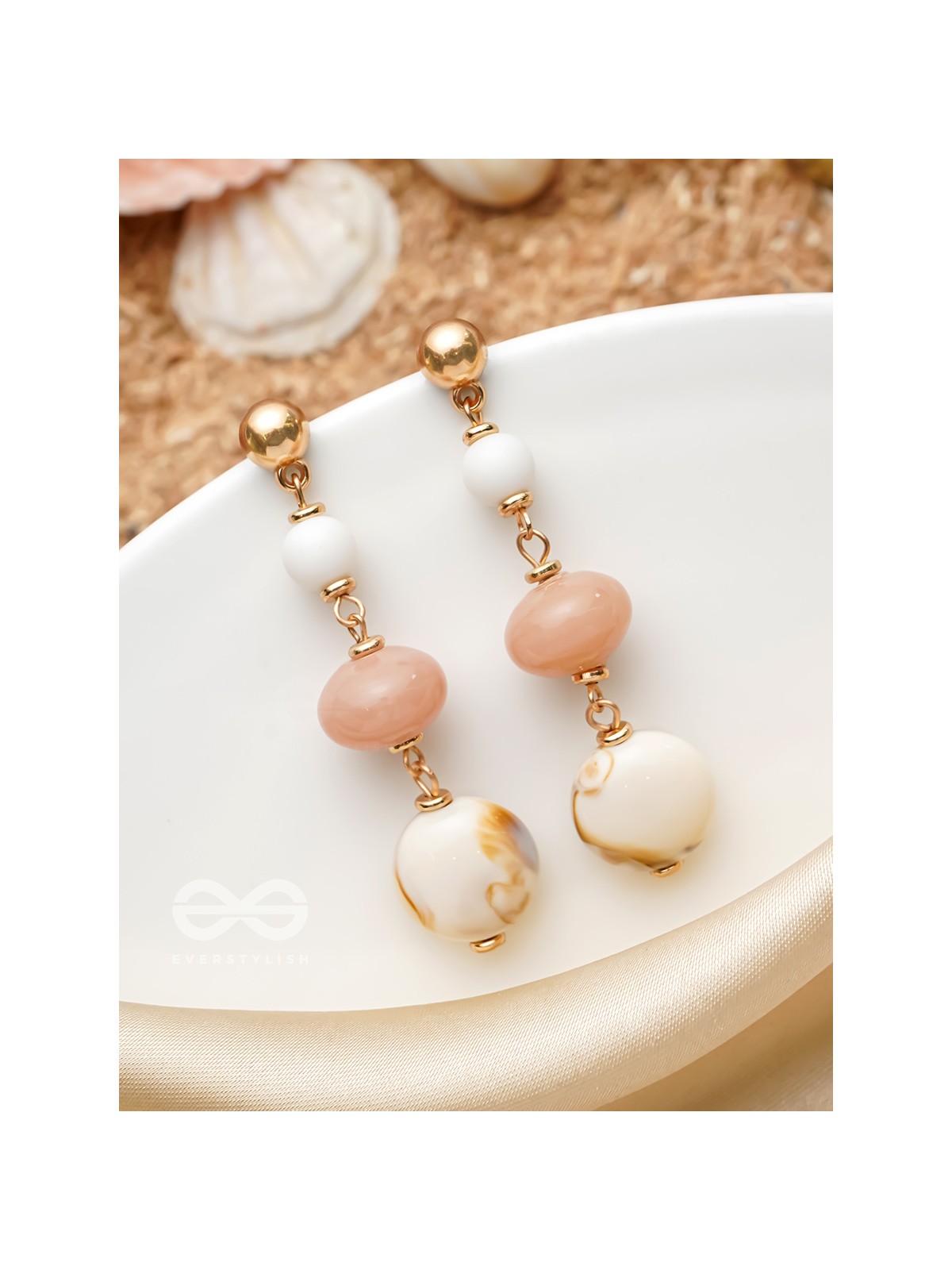 Shell n Core- Golden Embellished Earrings