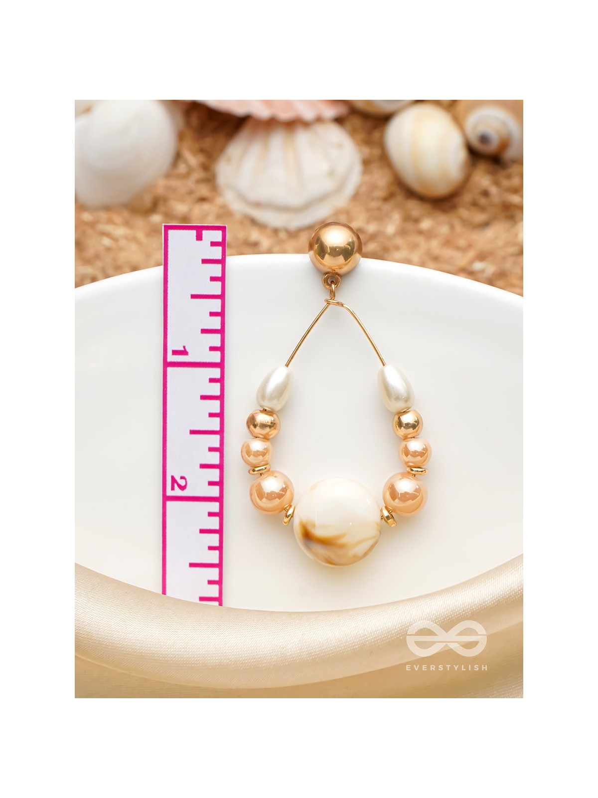 The 'Sea'nic Beauty - Golden Embellished Earrings