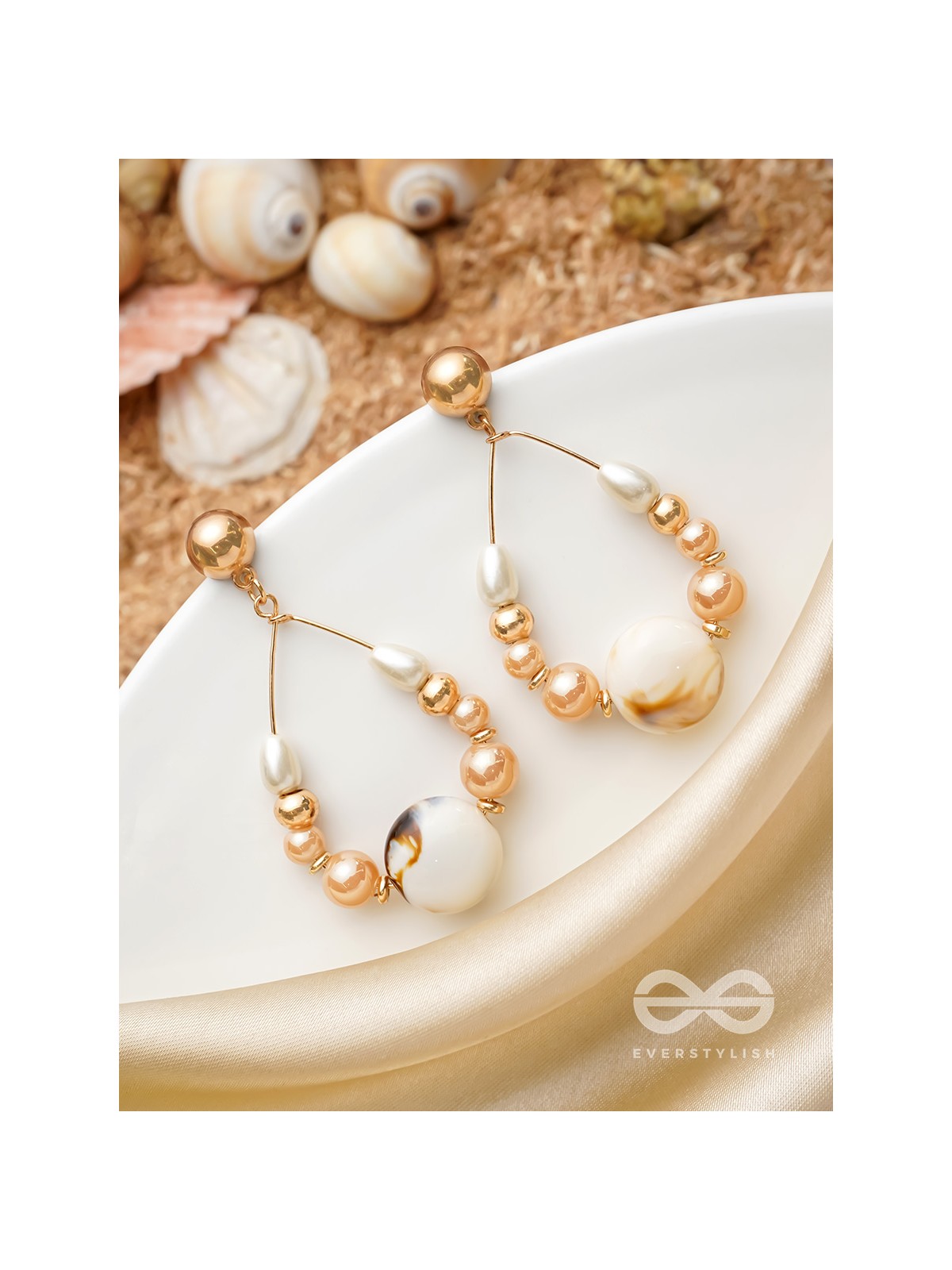 The 'Sea'nic Beauty - Golden Embellished Earrings