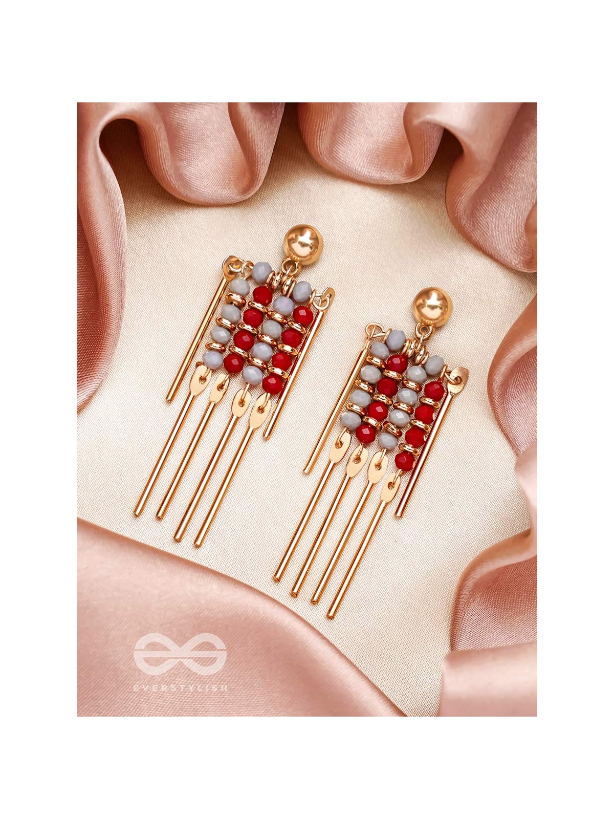 The Sparkling Fireworks- Golden Embellished Earrings
