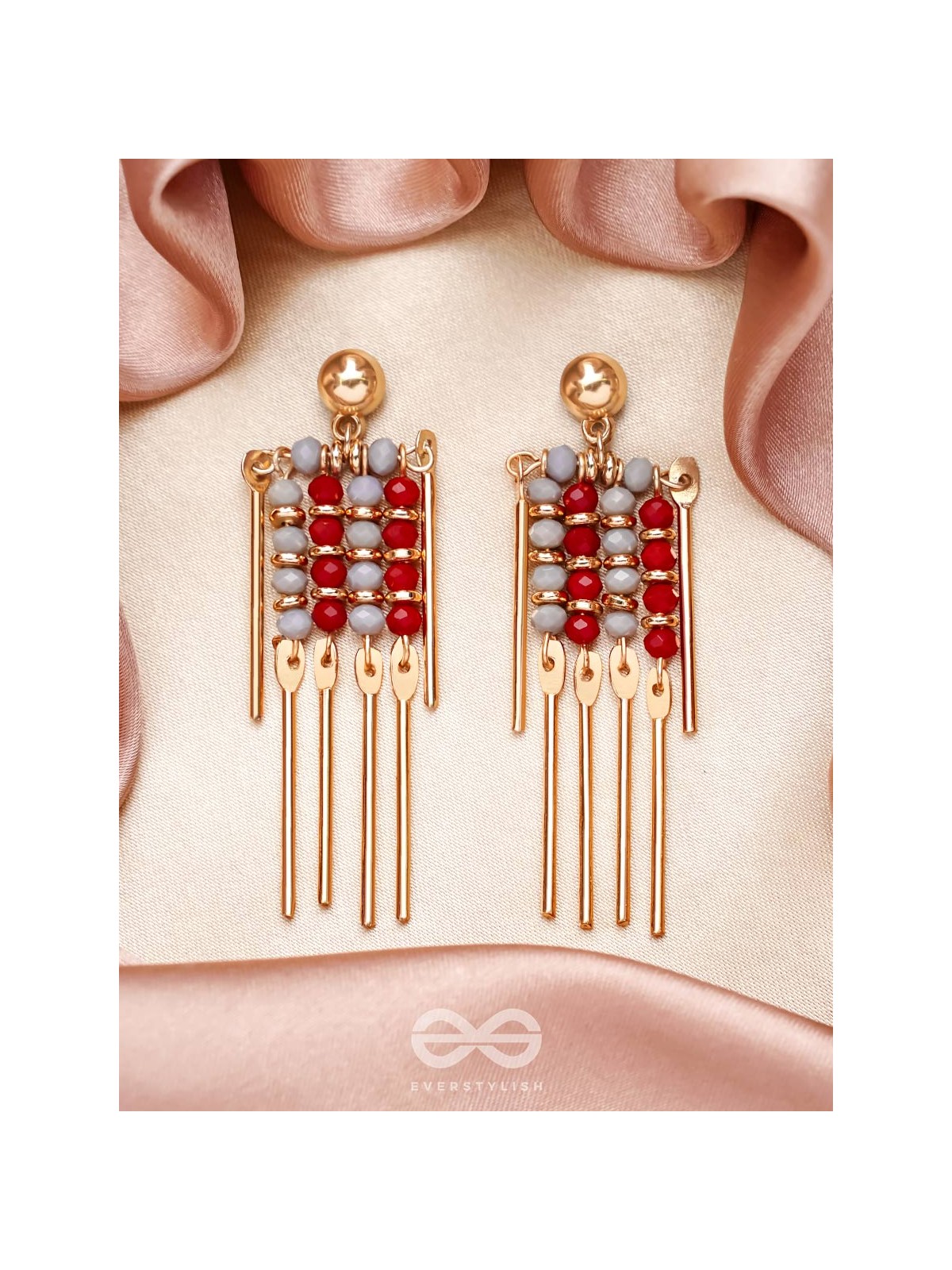 The Sparkling Fireworks- Golden Embellished Earrings