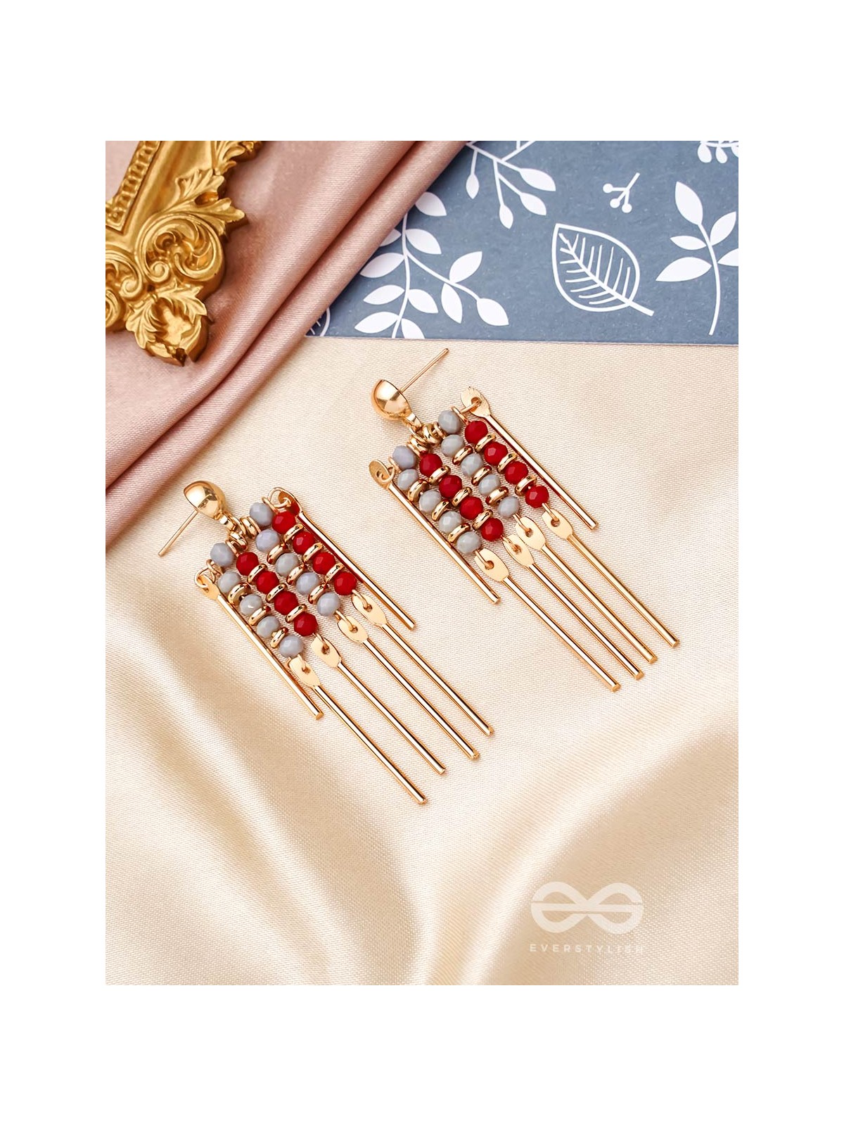 The Sparkling Fireworks- Golden Embellished Earrings