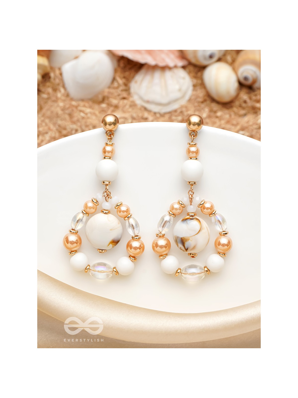 Sand n Shells- Golden Embellished Earrings
