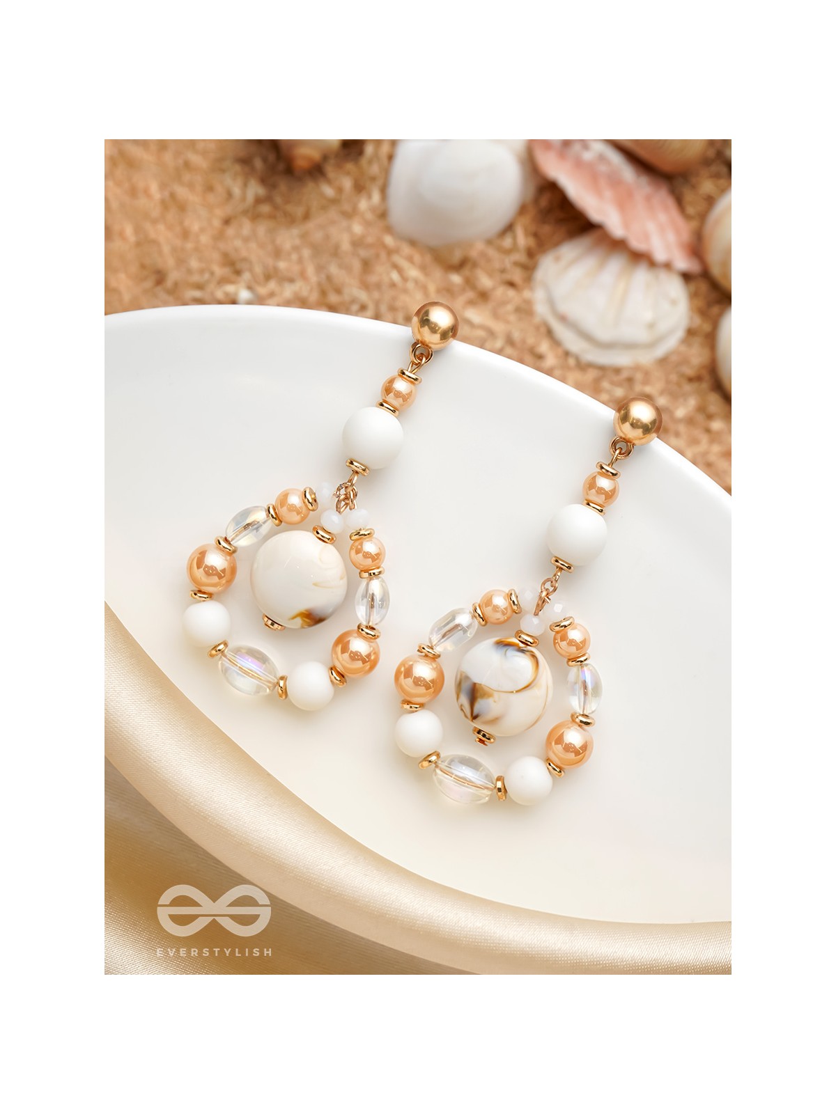 Sand n Shells- Golden Embellished Earrings