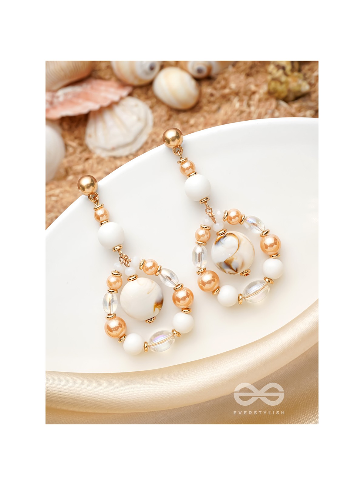 Sand n Shells- Golden Embellished Earrings