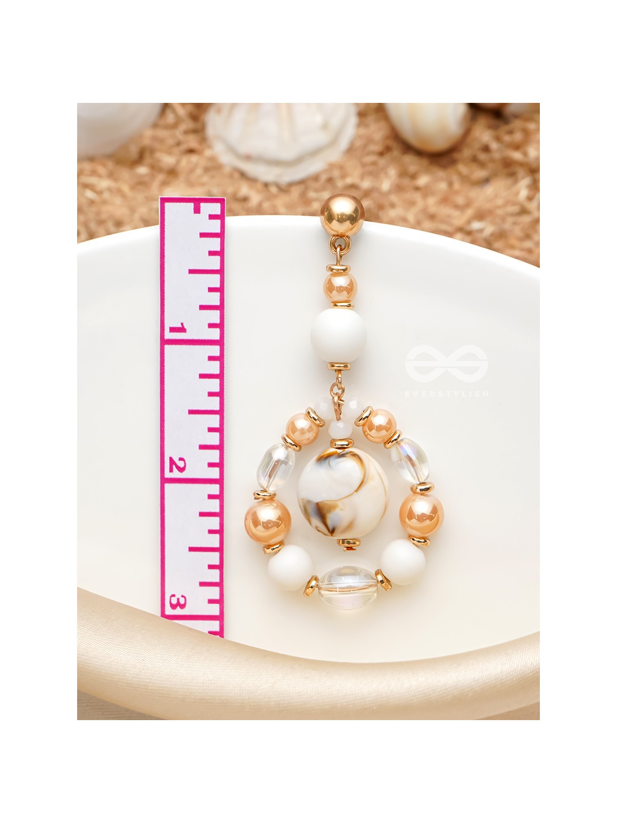 Sand n Shells- Golden Embellished Earrings