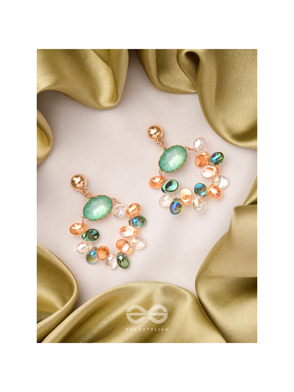 The Rainbow Bouquet- Golden Embellished Earrings