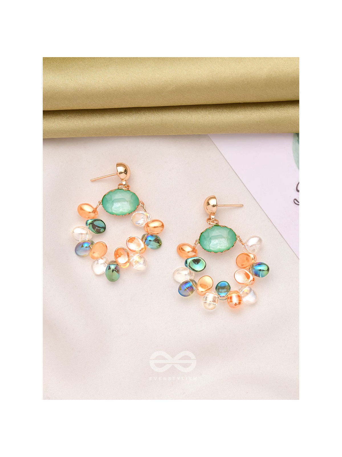 The Rainbow Bouquet- Golden Embellished Earrings