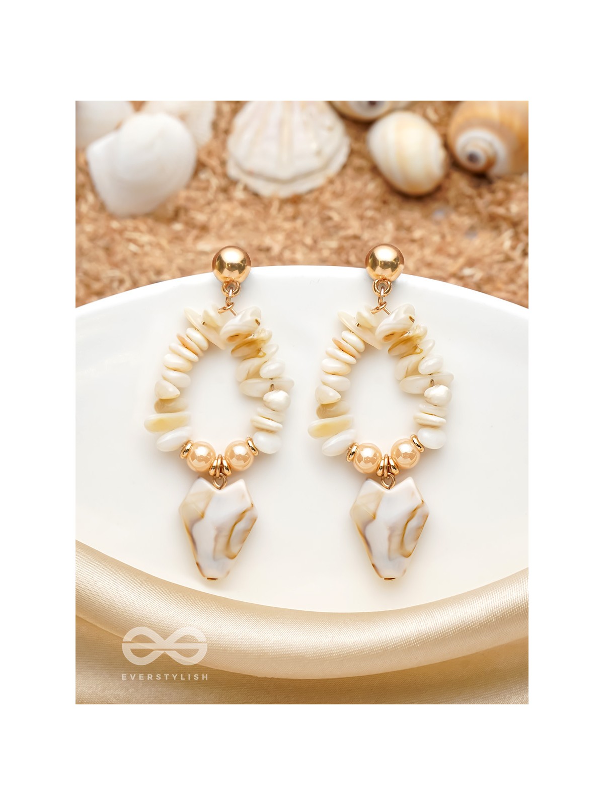 The Coastal Charm- Golden Embellished Earrings