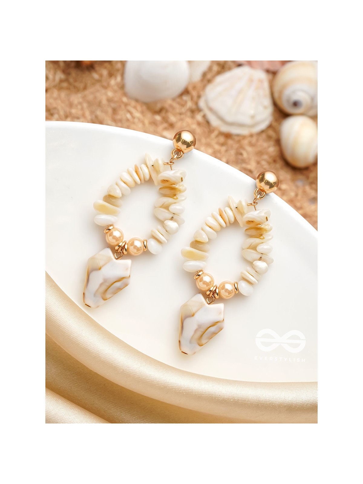 The Coastal Charm- Golden Embellished Earrings