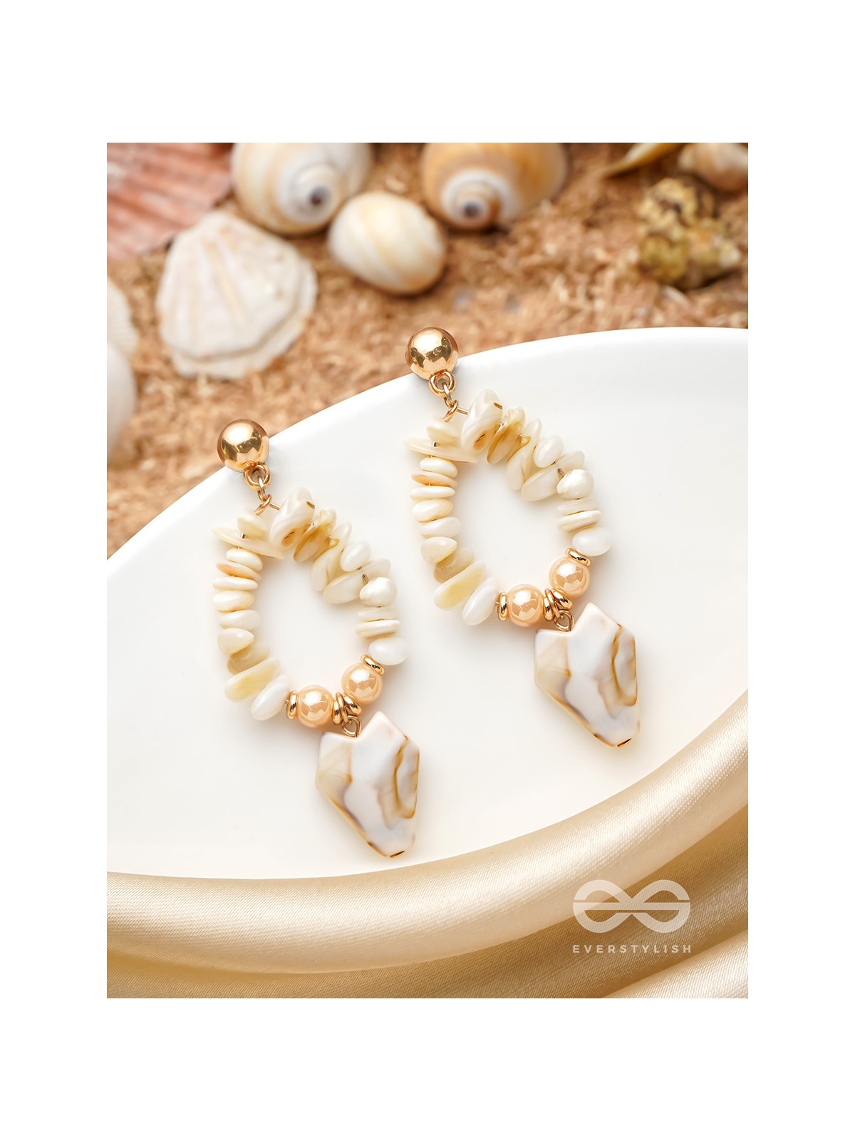 The Coastal Charm- Golden Embellished Earrings