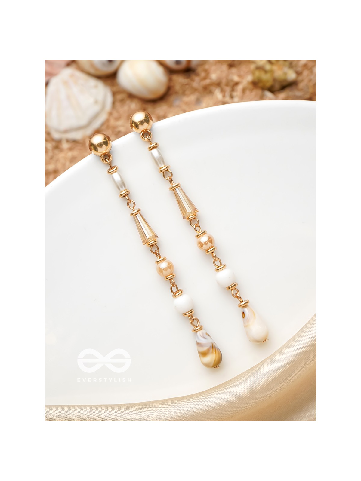 The Dewfall- Golden Embellished Earrings