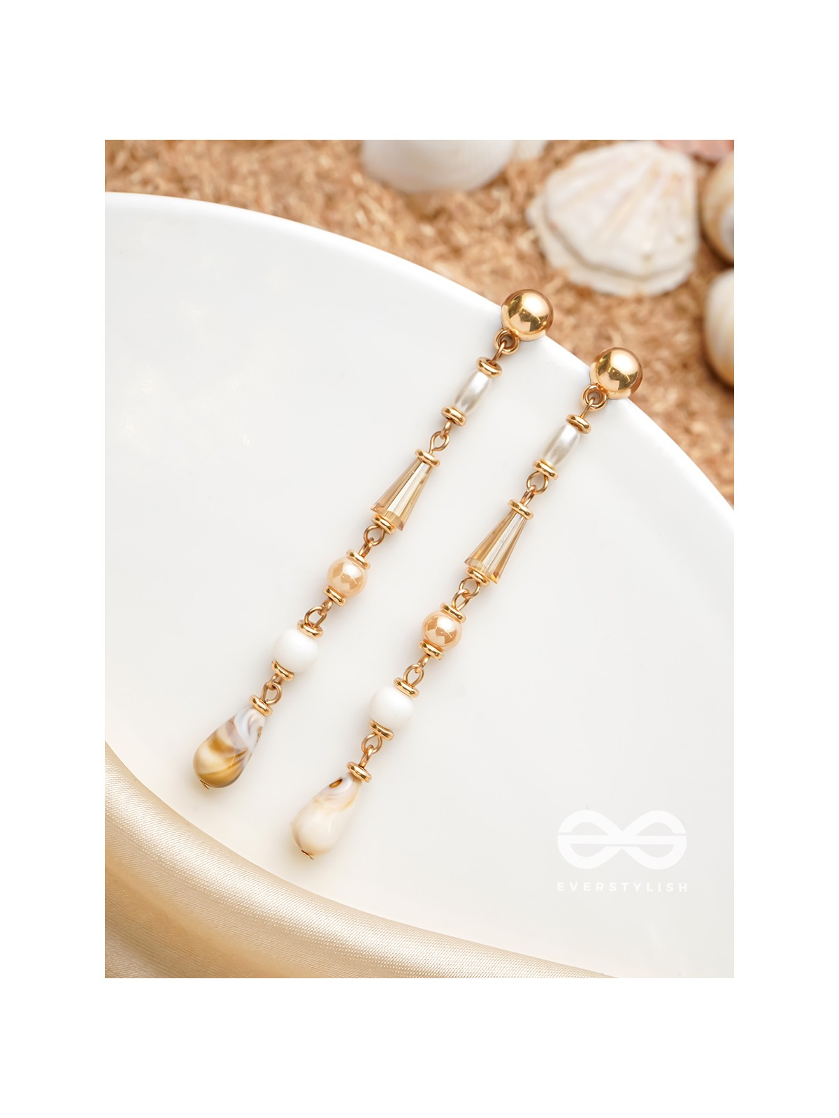 The Dewfall- Golden Embellished Earrings