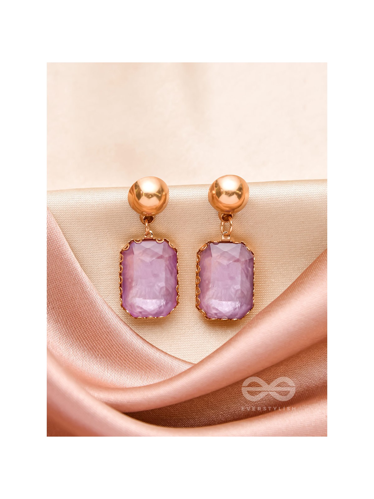 The Purple Haze- Golden Embellished Earrings