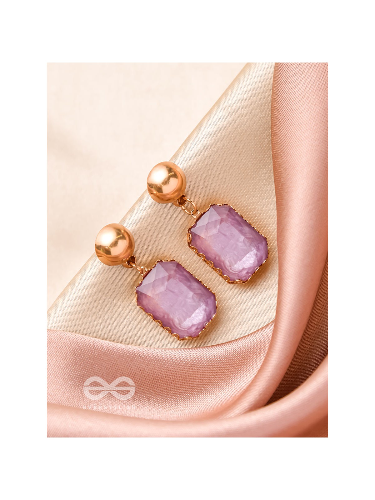 The Purple Haze- Golden Embellished Earrings