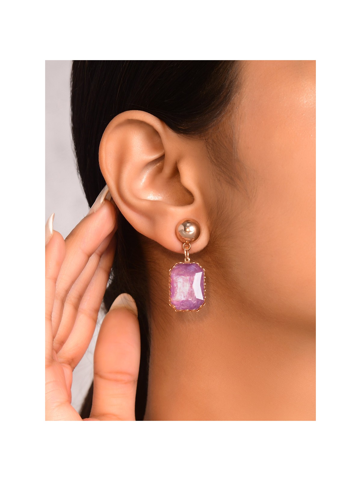 The Purple Haze- Golden Embellished Earrings