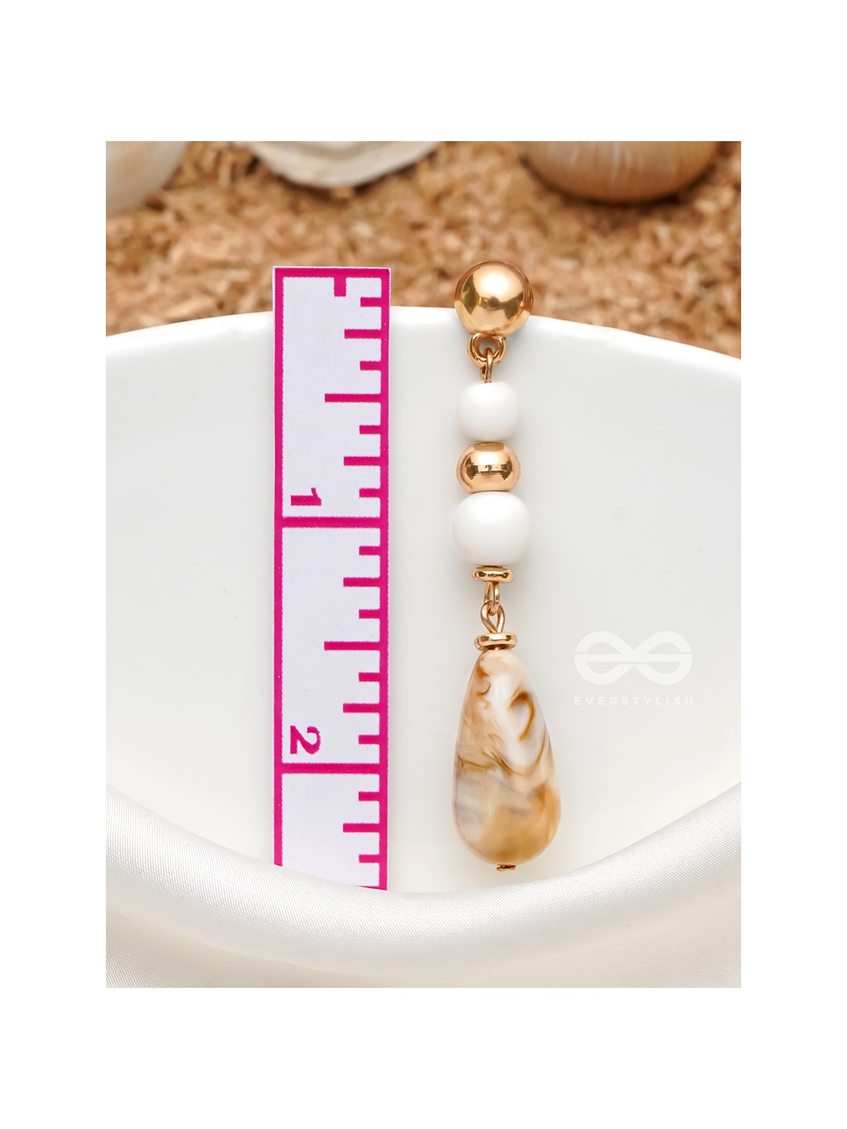 Sand n Pearls- Golden Embellished Earrings