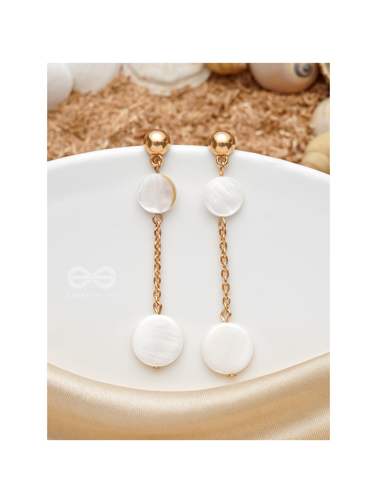 The Shell Shower- Golden Embellished Earrings