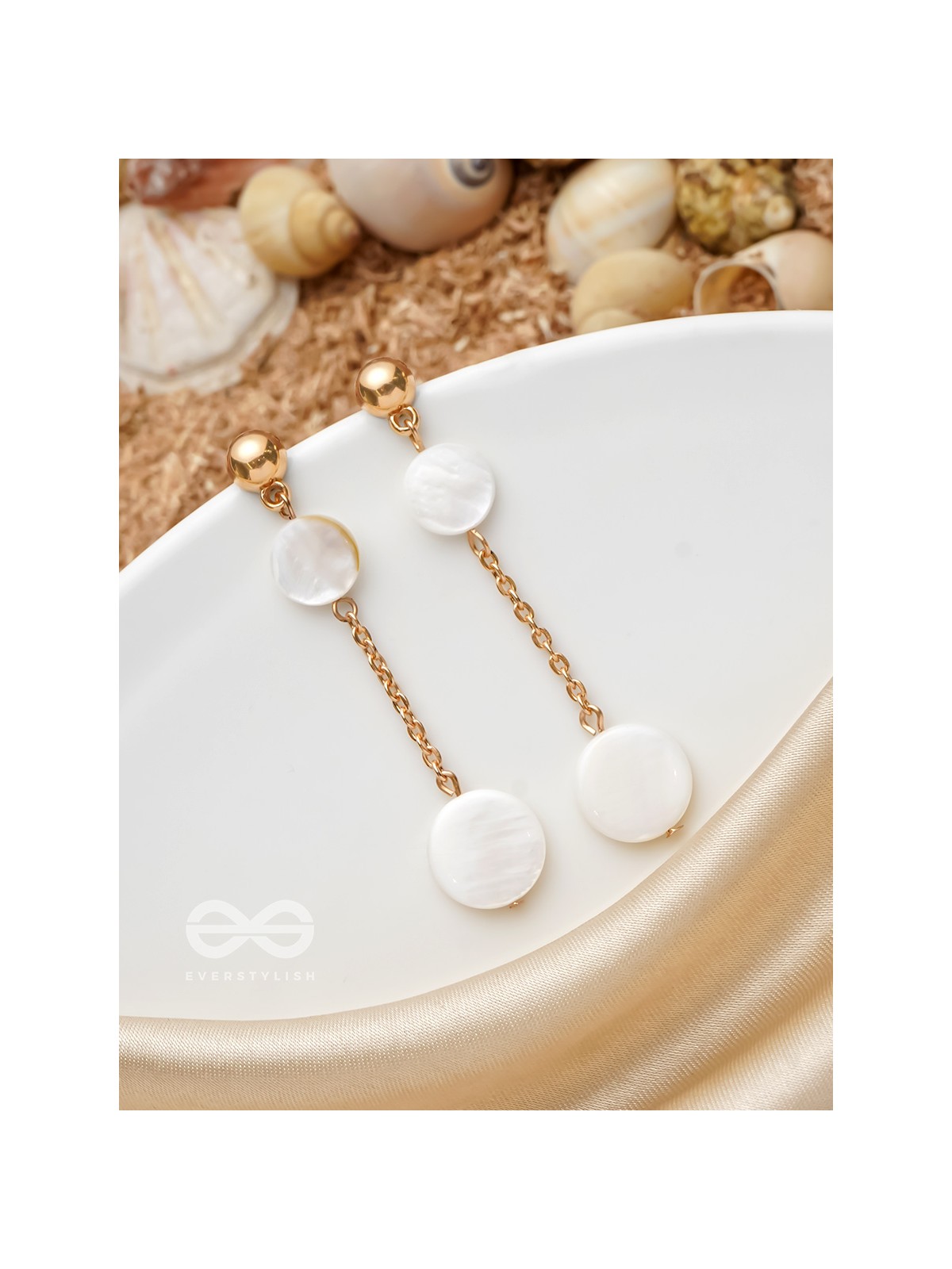 The Shell Shower- Golden Embellished Earrings