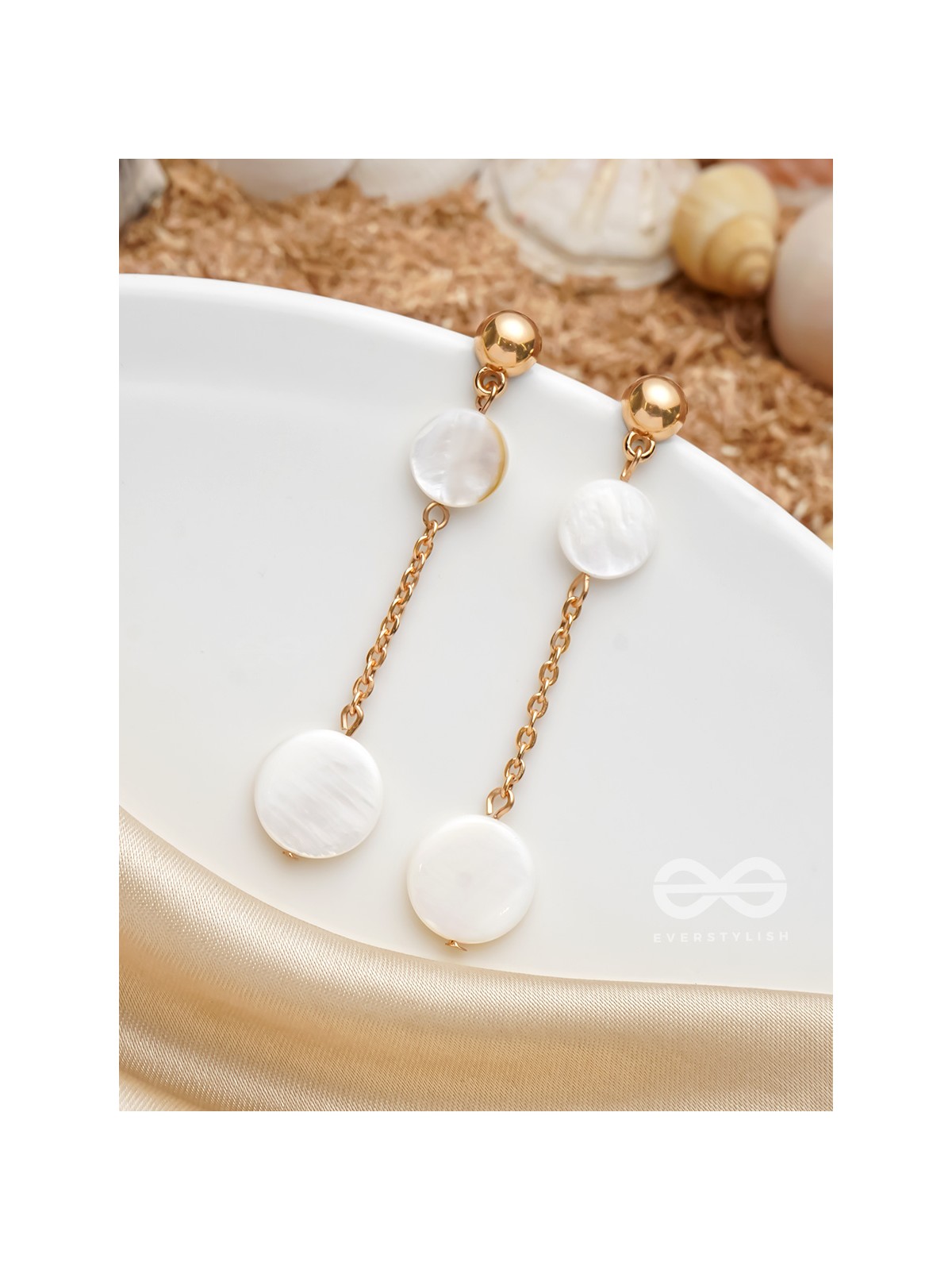 The Shell Shower- Golden Embellished Earrings