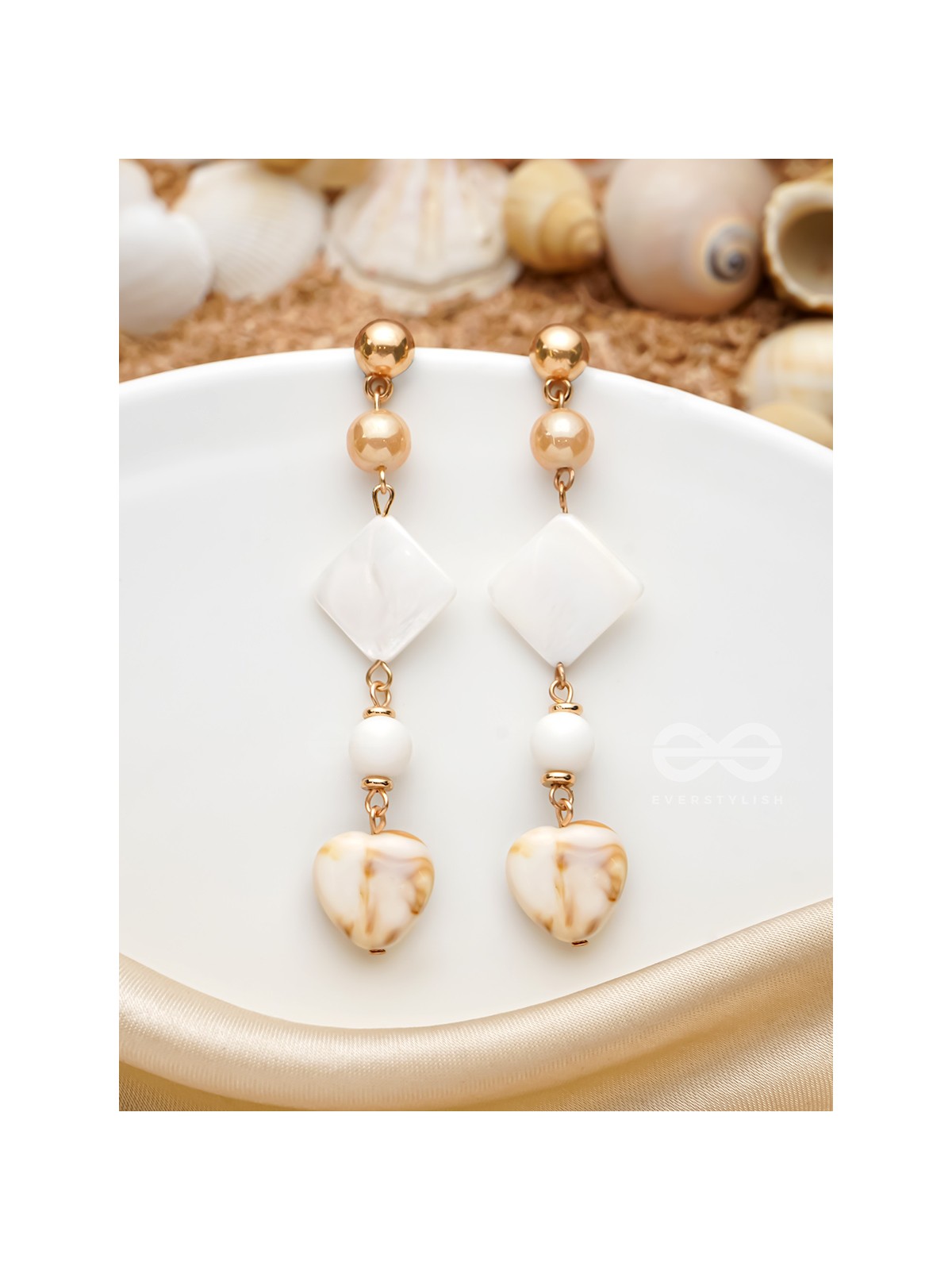The Ocean Whisper- Golden Embellished Earrings