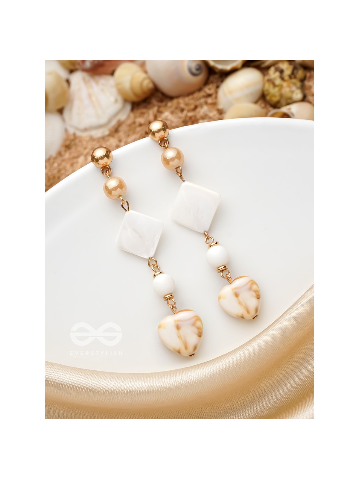 The Ocean Whisper- Golden Embellished Earrings