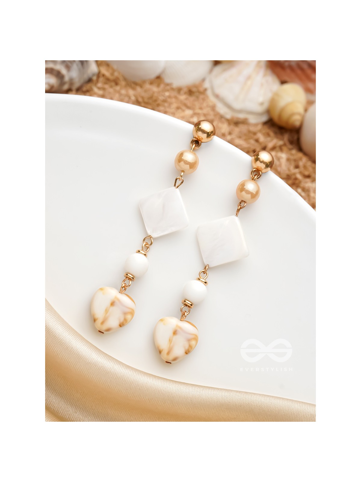 The Ocean Whisper- Golden Embellished Earrings