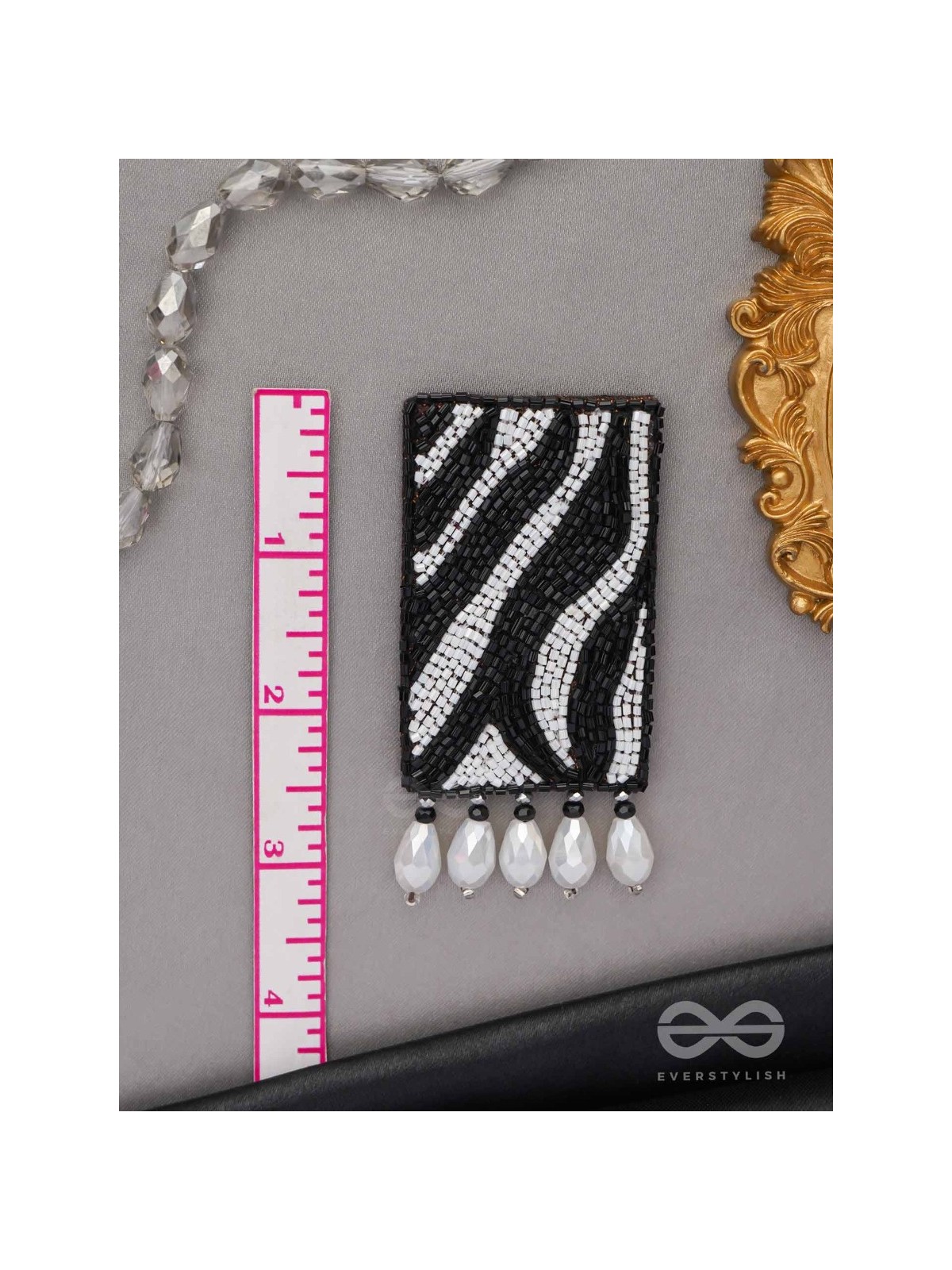 Adri - The Rainy Clouds - Cutdana And Glass Drops Hand Embroidered Earrings