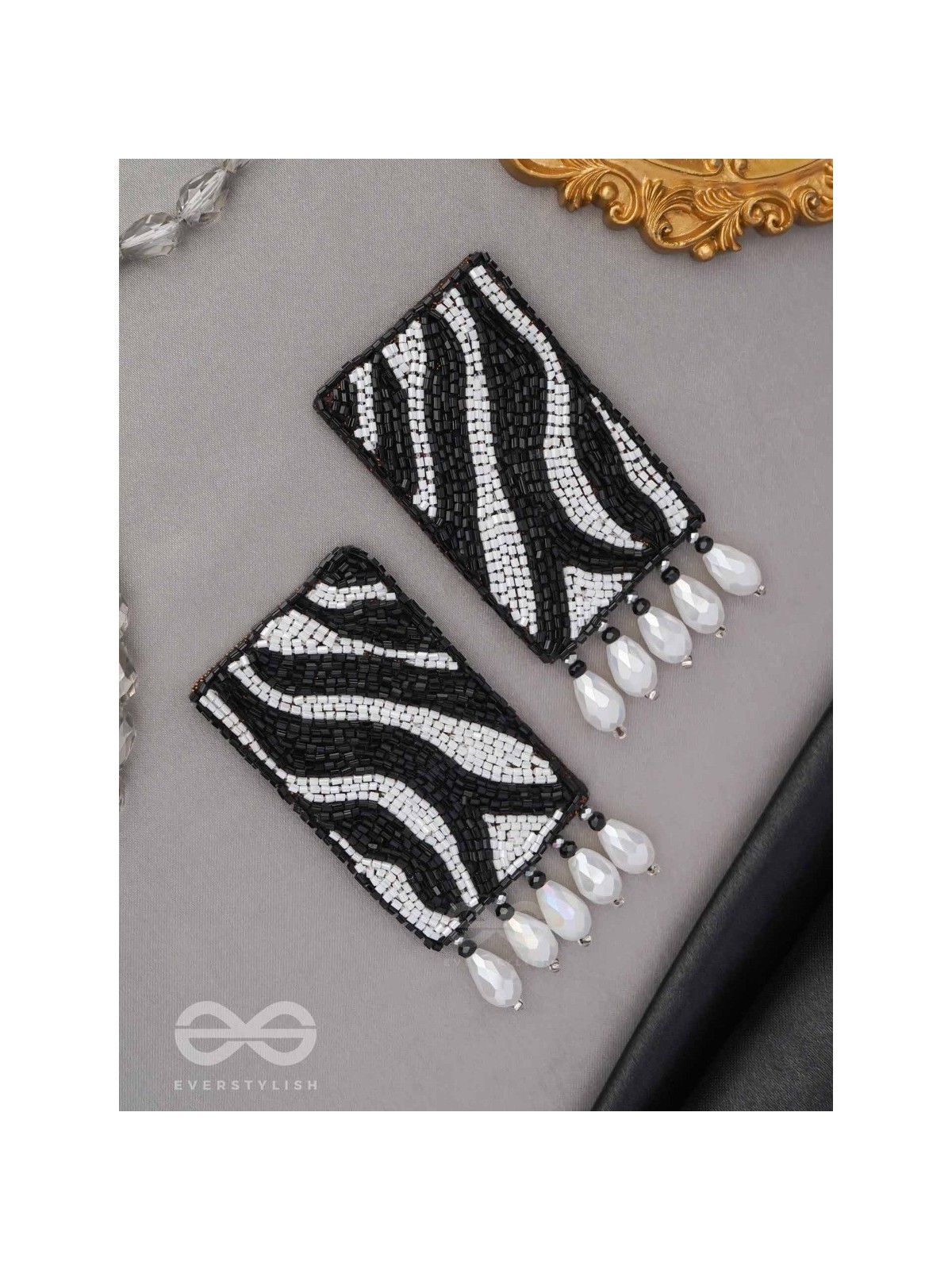 Adri - The Rainy Clouds - Cutdana And Glass Drops Hand Embroidered Earrings