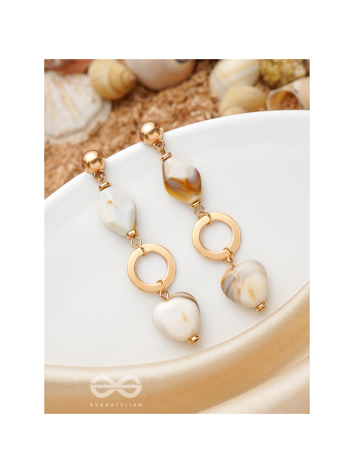 The 'Shell'abration- Golden Embellished Earrings