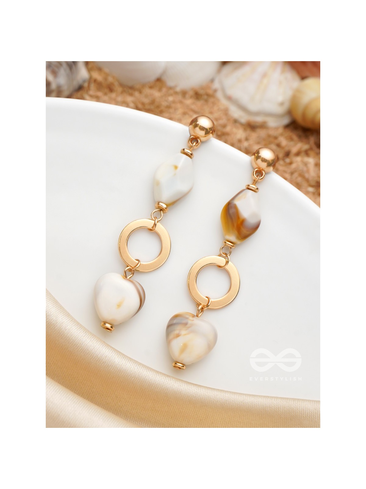 The 'Shell'abration- Golden Embellished Earrings