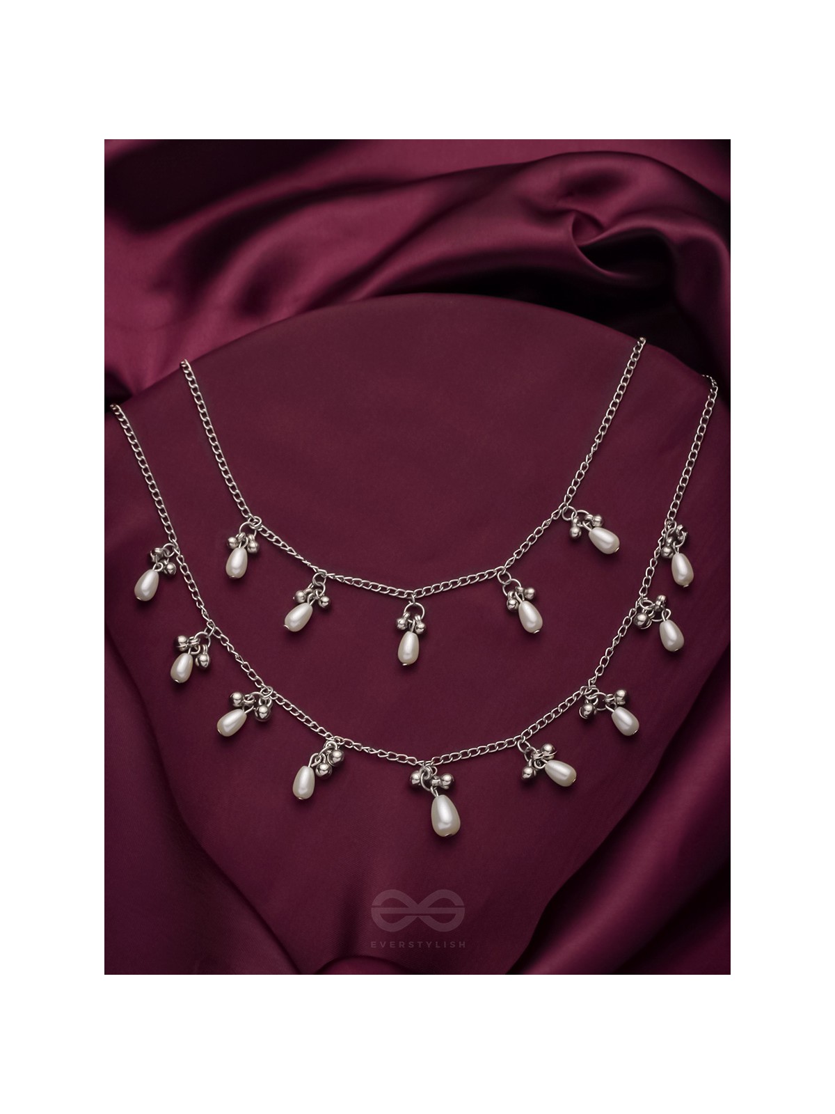 The Star-Studded Sky- Oxidised Pearls Layered Necklace