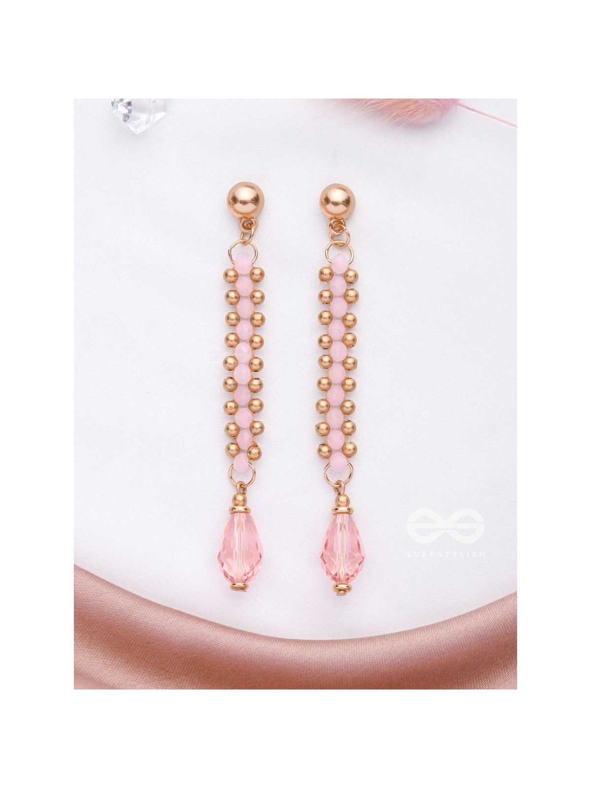 The Rose Vine- Golden Embellished Earrings