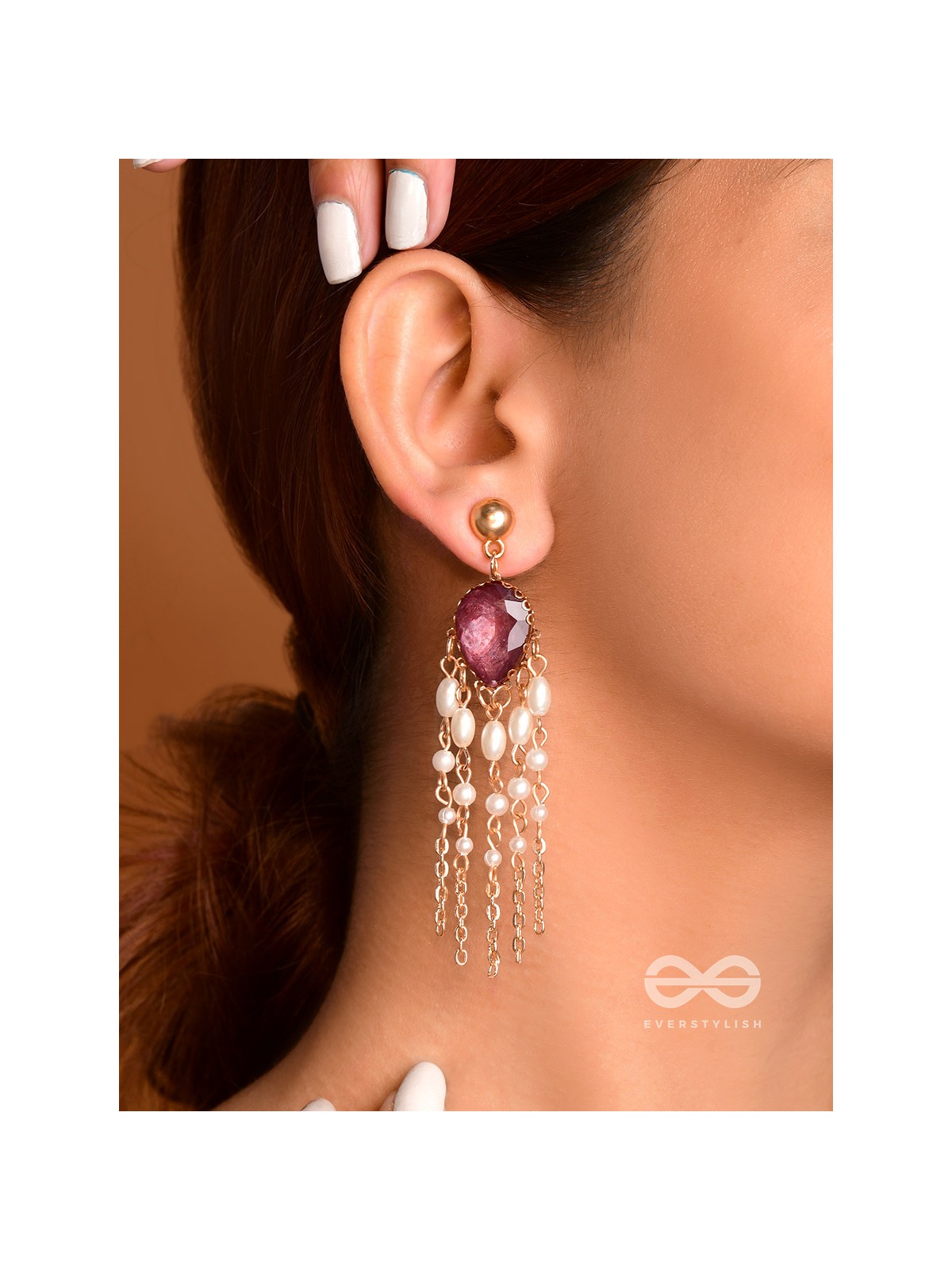 The Purple Rain- Golden Embellished Earrings