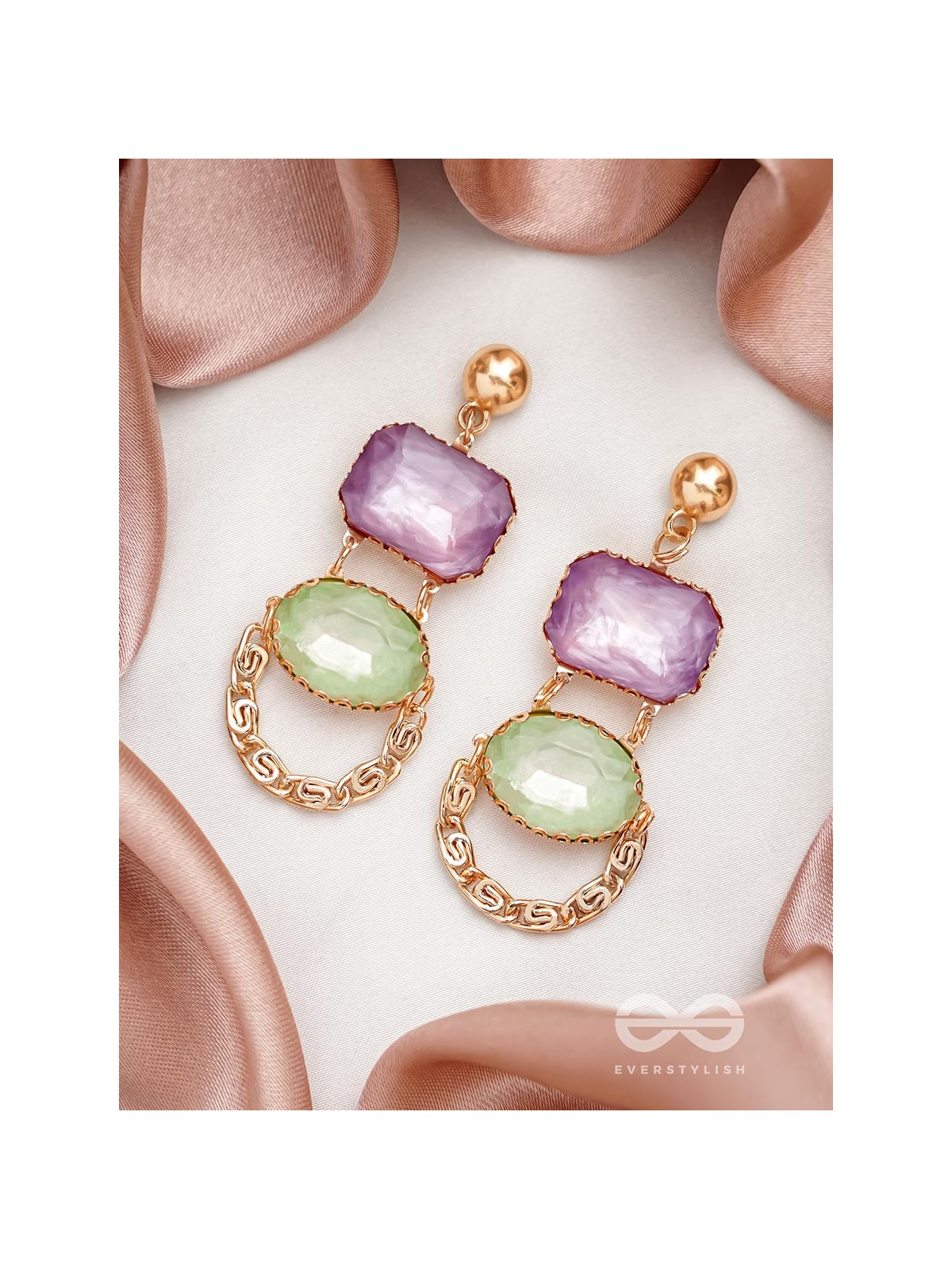 The Sapphire Castle- Golden Embellished Earrings