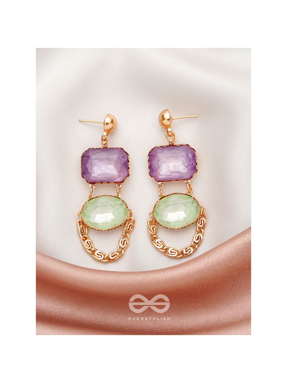 The Sapphire Castle- Golden Embellished Earrings