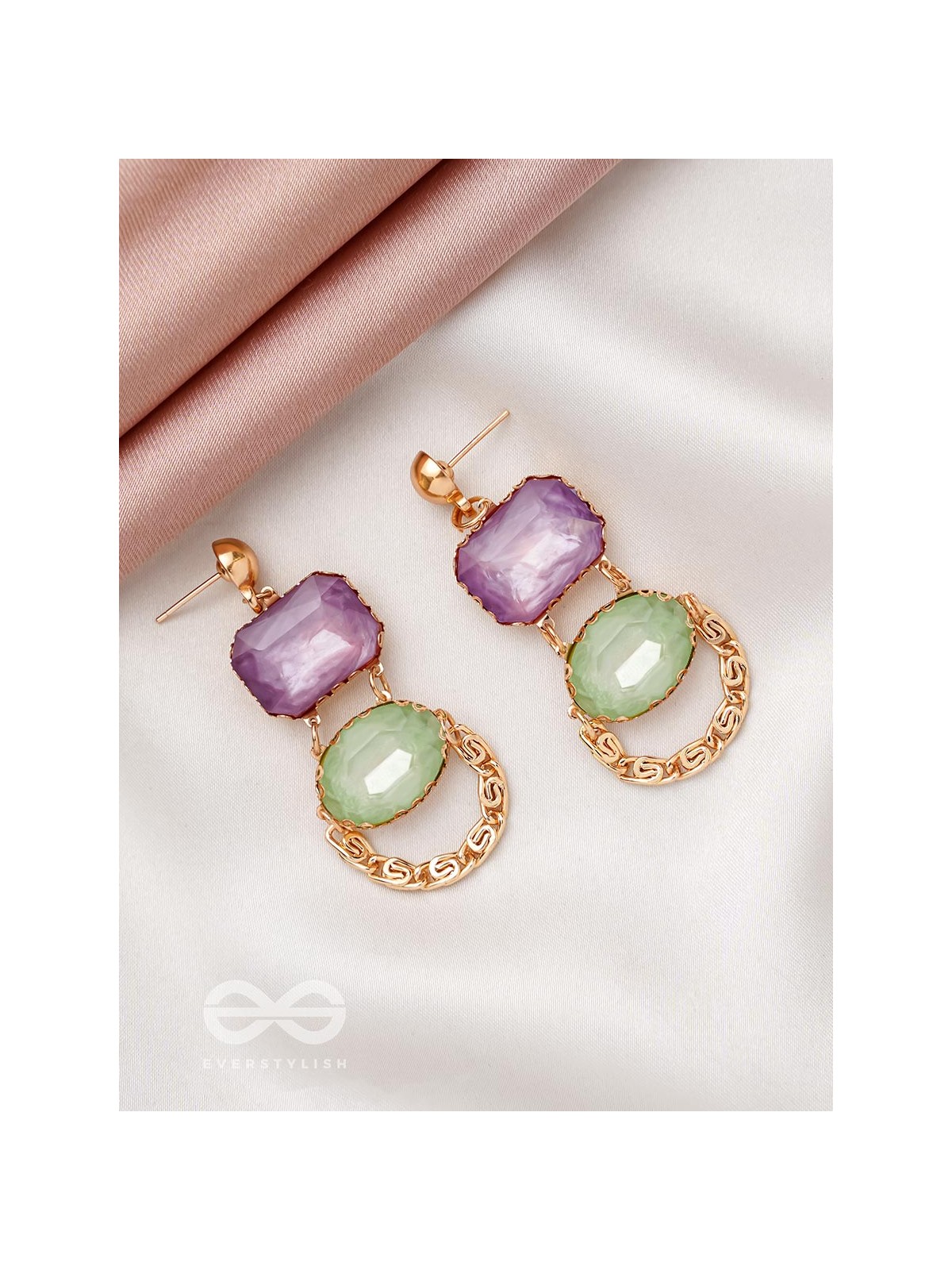 The Sapphire Castle- Golden Embellished Earrings