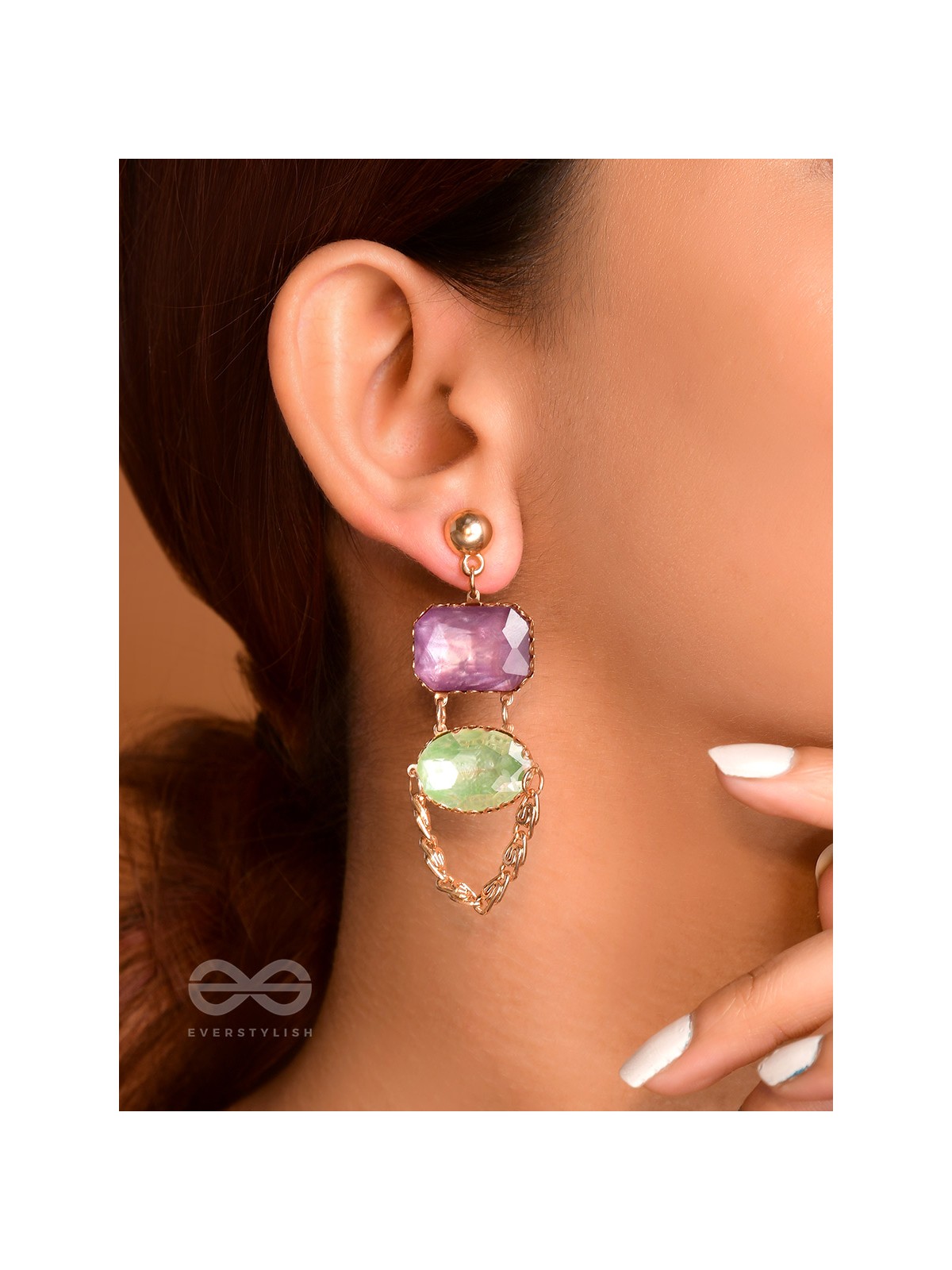 The Sapphire Castle- Golden Embellished Earrings