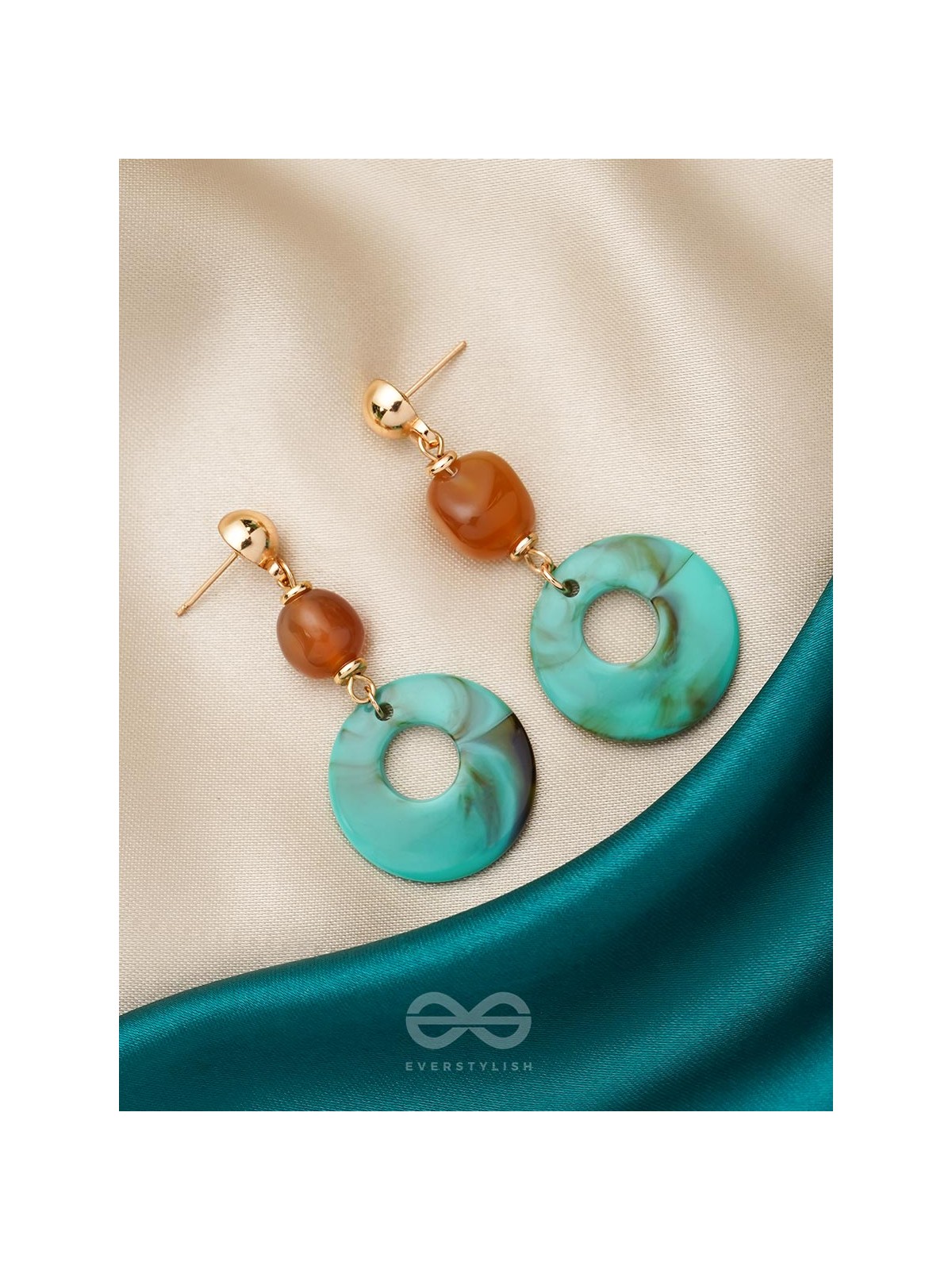 Drop in the Ocean- Golden Embellished Earrings