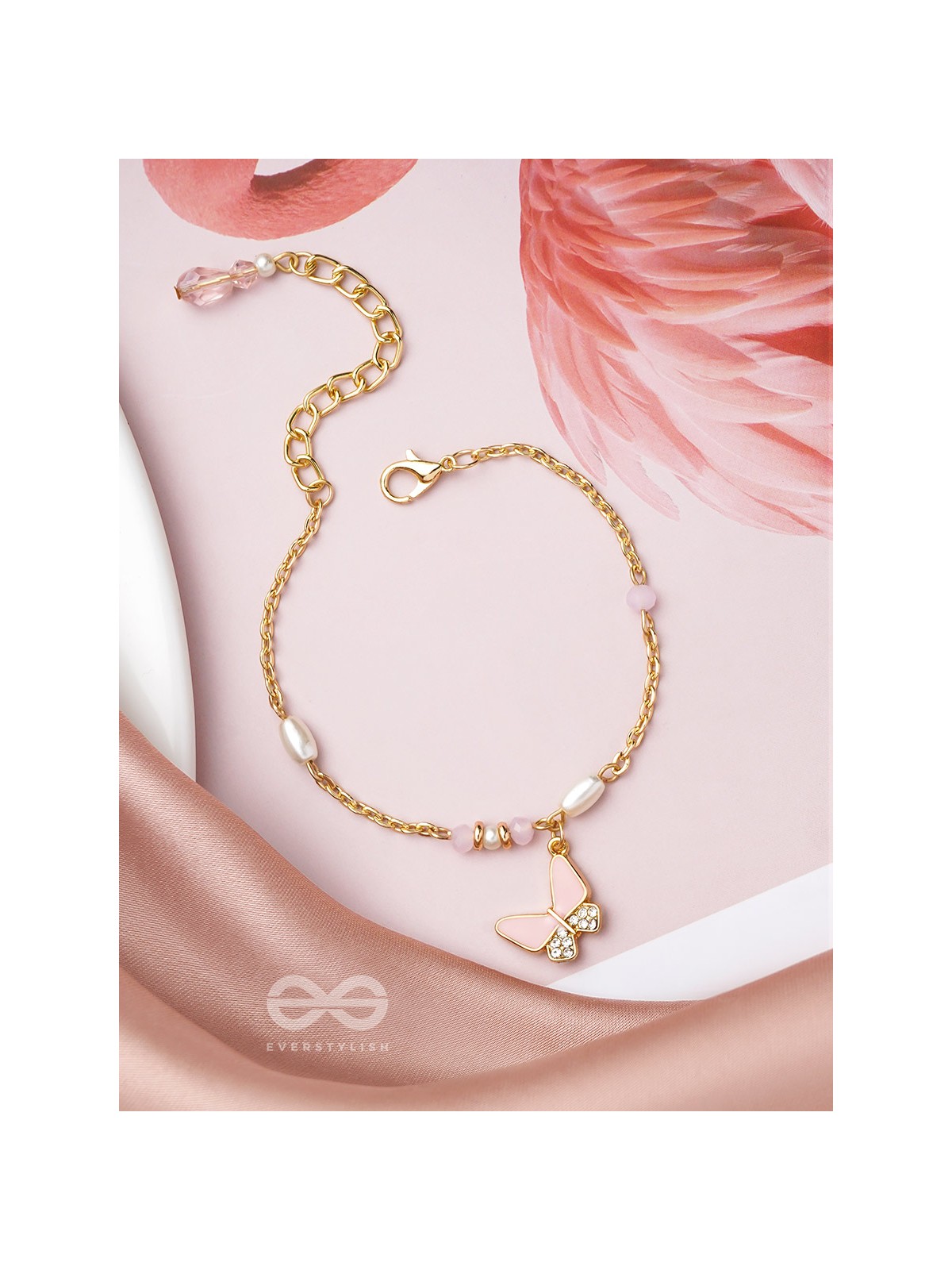 The Butterfly Flutter- Golden Pearl Bracelet