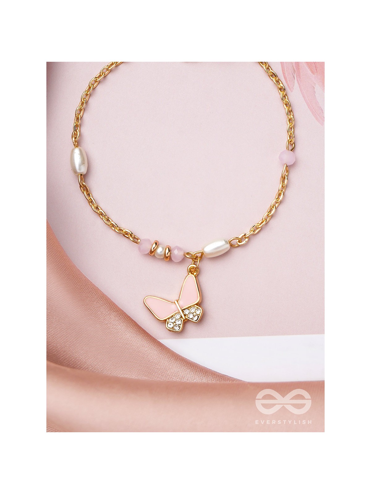 The Butterfly Flutter- Golden Pearl Bracelet